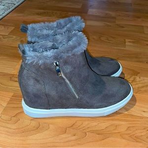Madden Girl fur trim wedge sneakers